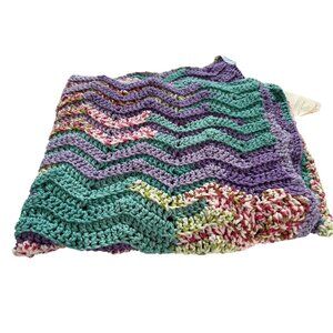 Binky Patrol North Texas Chapter Handmade Crochet Blanket Chevron Pattern 46x48"
